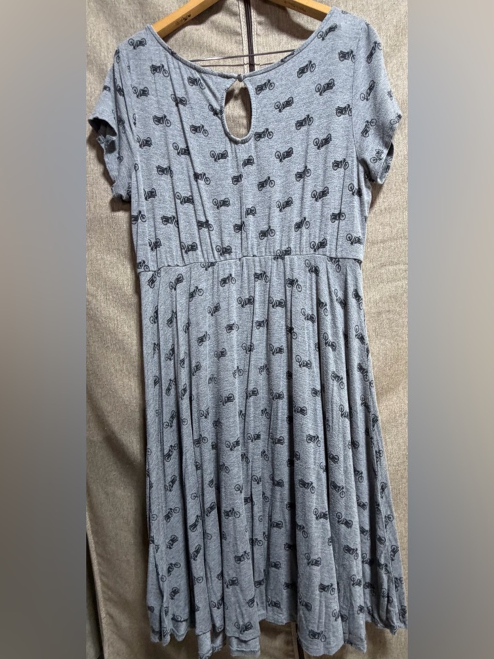 Women's Gray Motorcycle Print Tee Dress - Picture 2 of 8